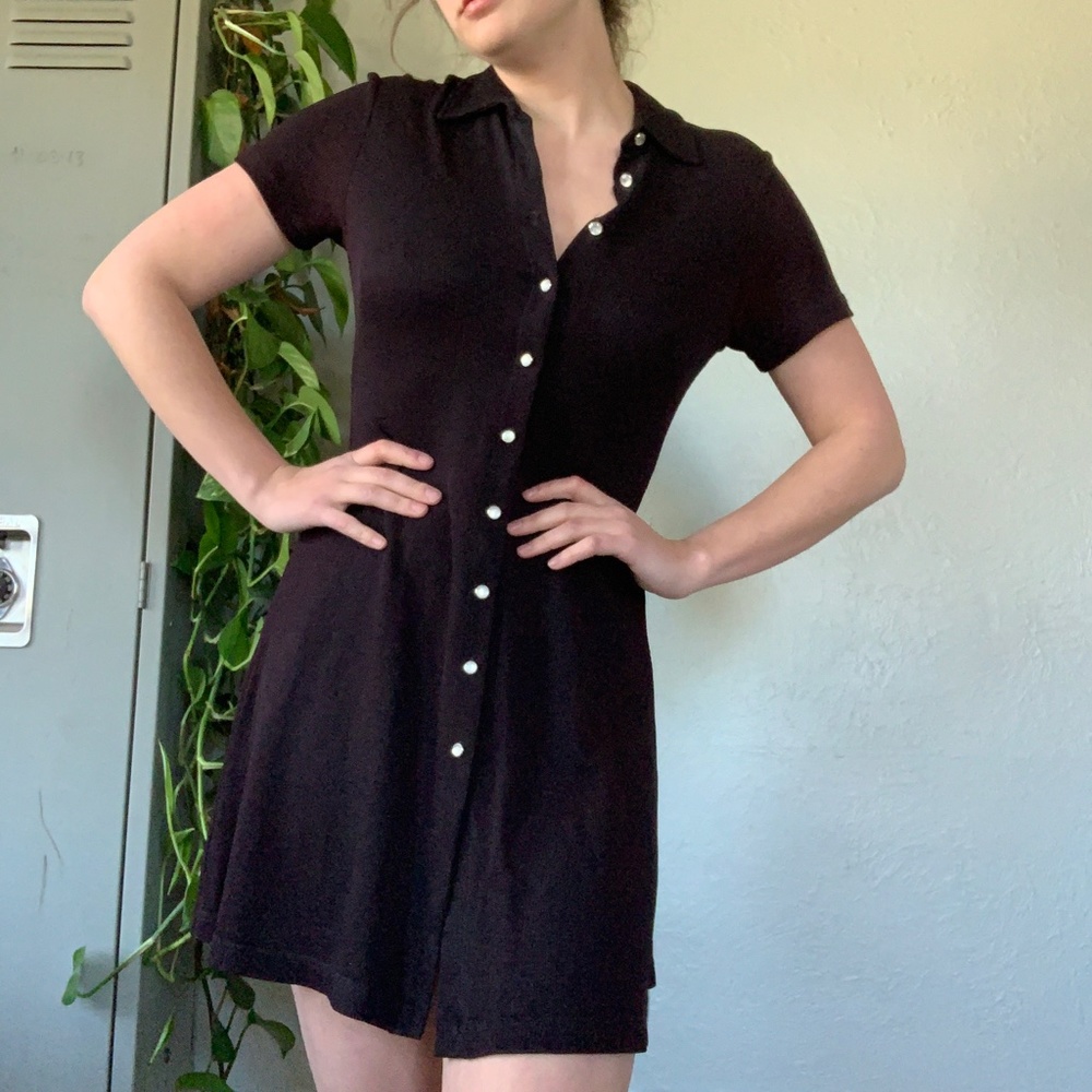 vintage little black button-up dress